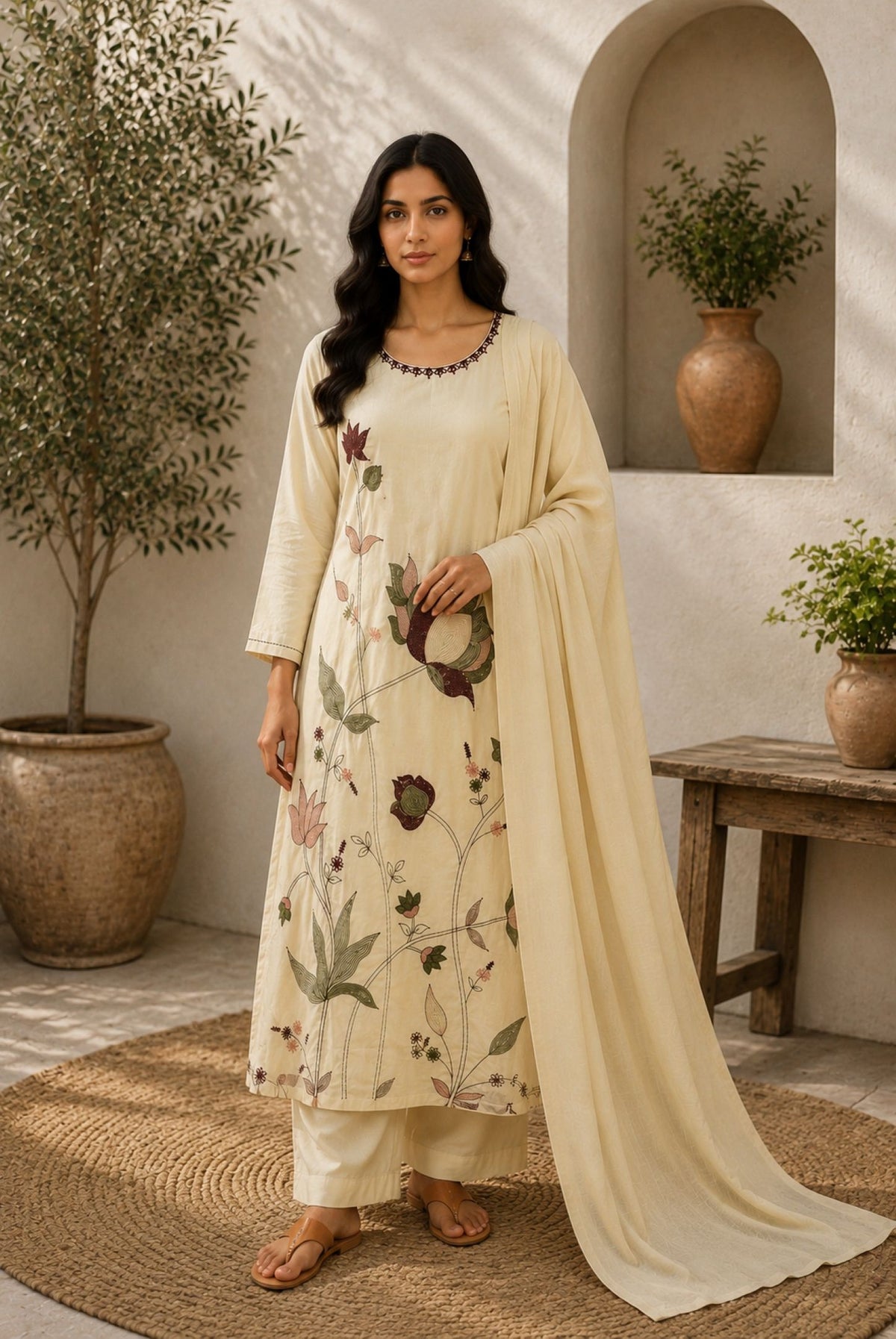 Embroidery Cotton Kurta Set_KE-0211-58