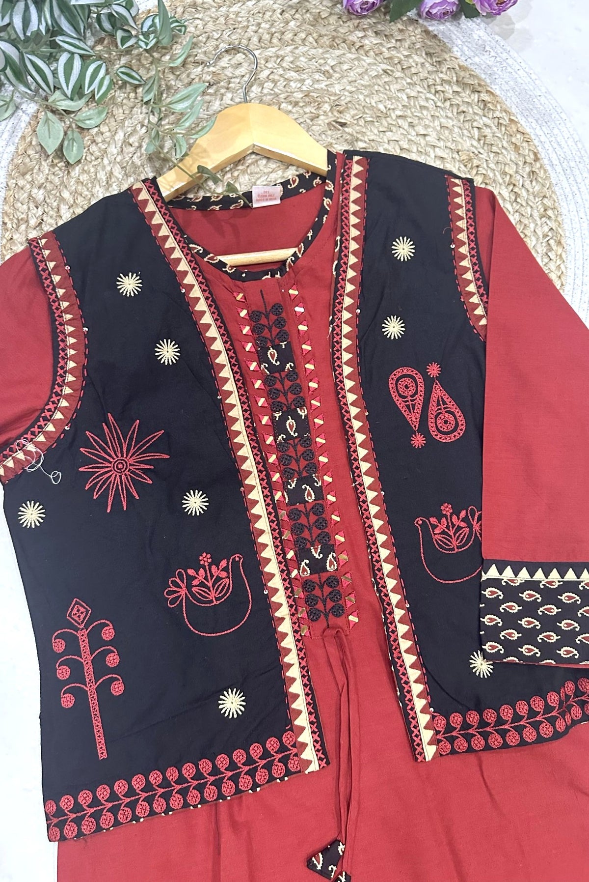 Embroidery Cotton Co-ord Set with Jacket_KE-0211-60