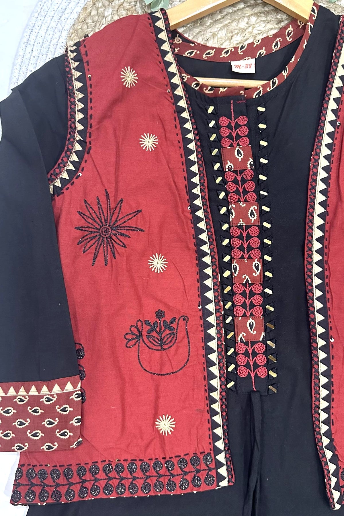 Embroidery Cotton Co-ord Set with Jacket_KE-0211-61