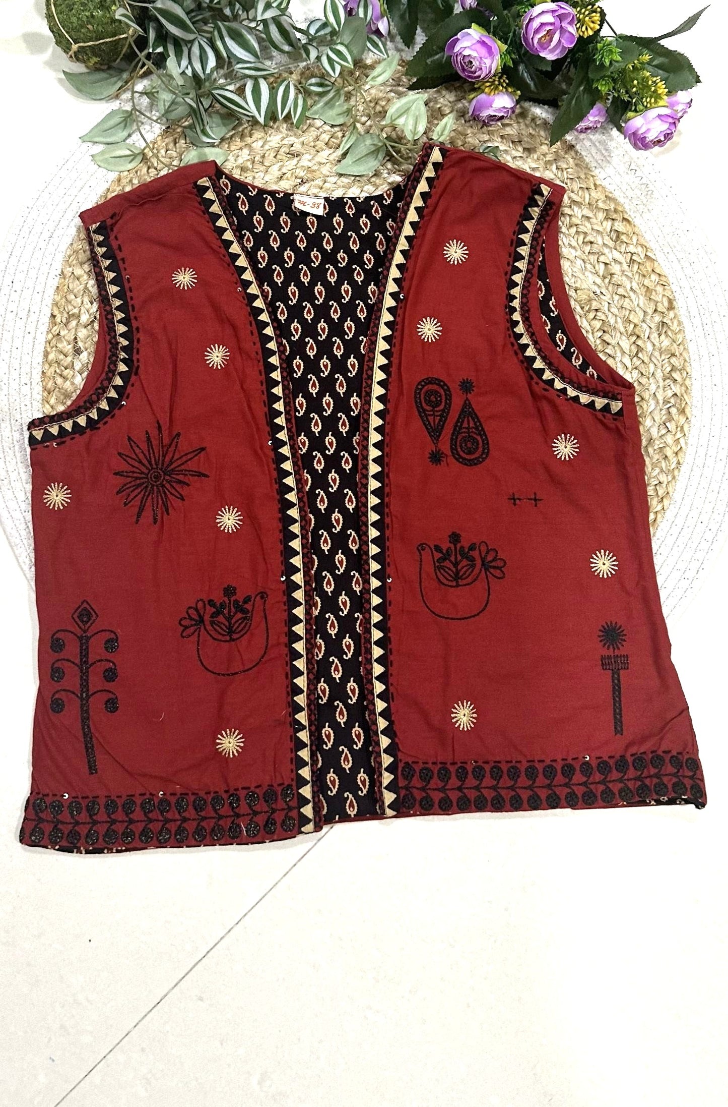 Embroidery Cotton Co-ord Set with Jacket_KE-0211-61