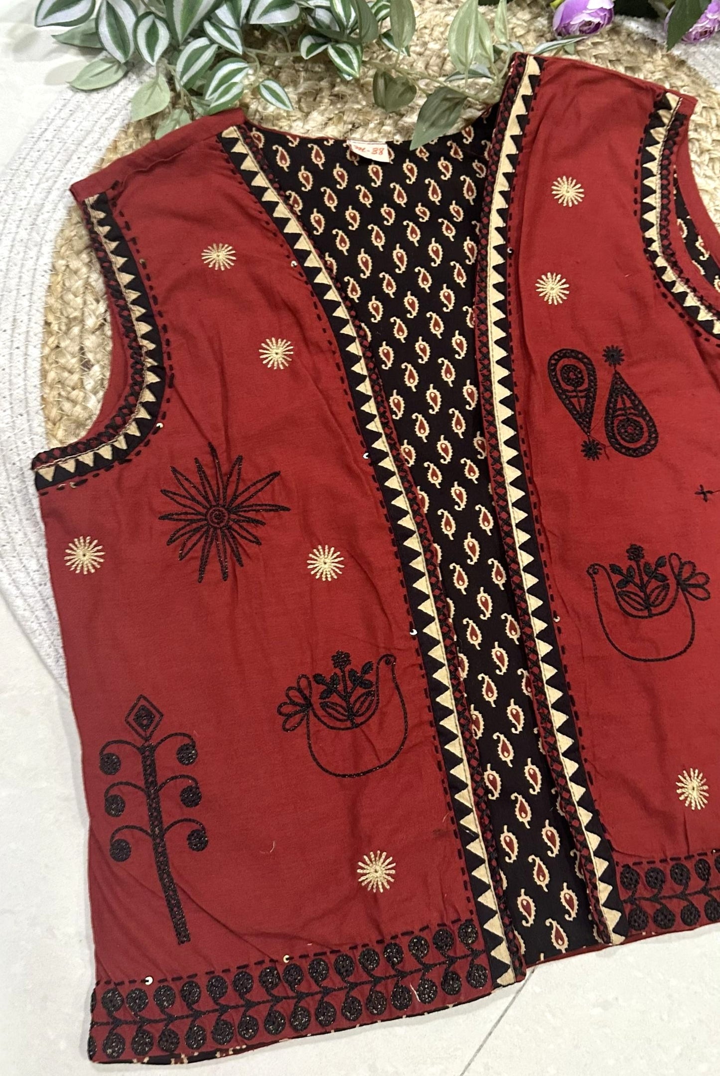 Embroidery Cotton Co-ord Set with Jacket_KE-0211-61