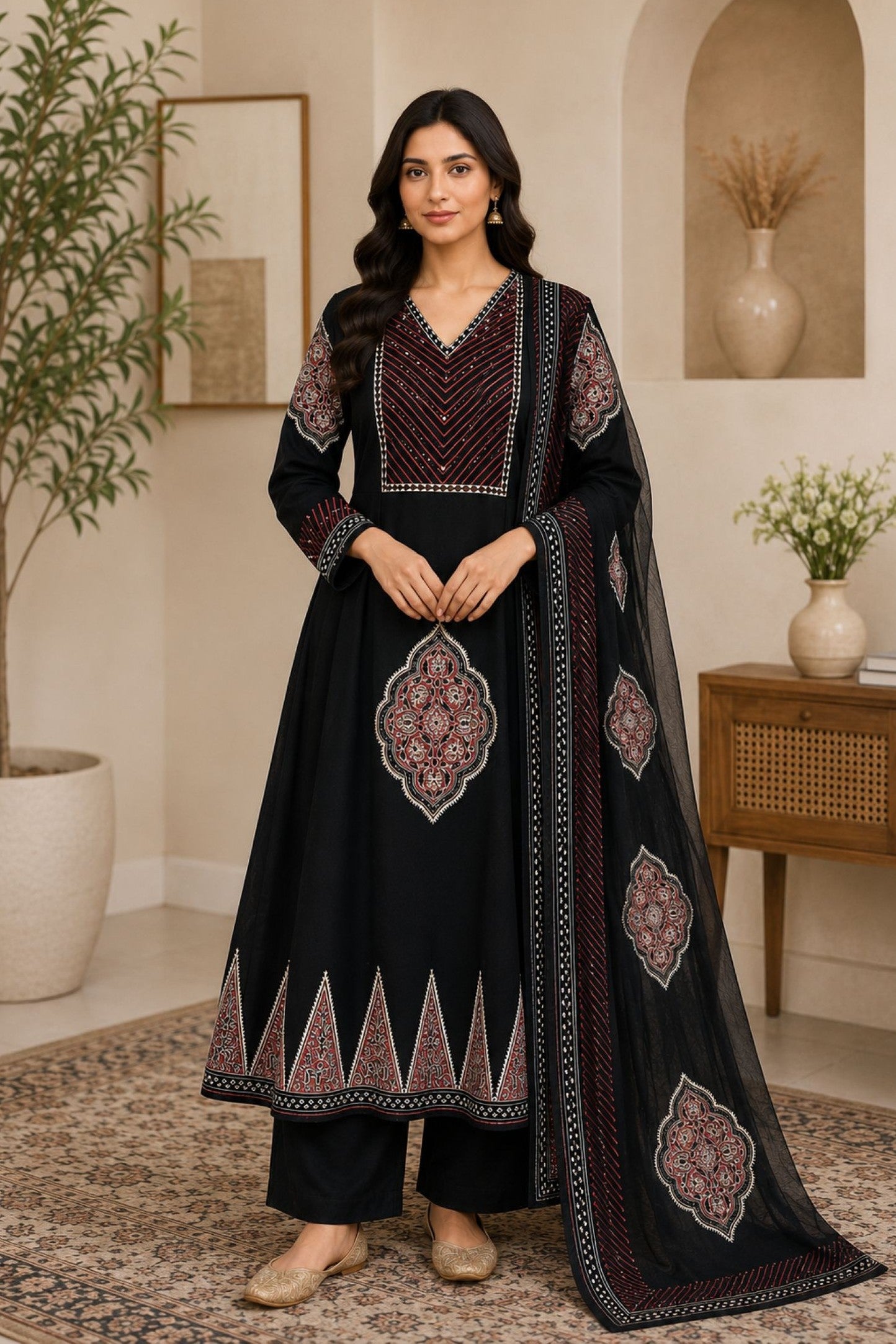 Premium Printed Cotton A-Line Kurta Set_KE-0211-63