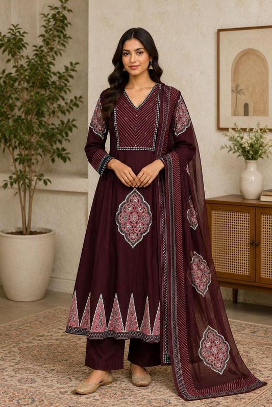 Premium Printed Cotton A-Line Kurta Set_KE-0211-64