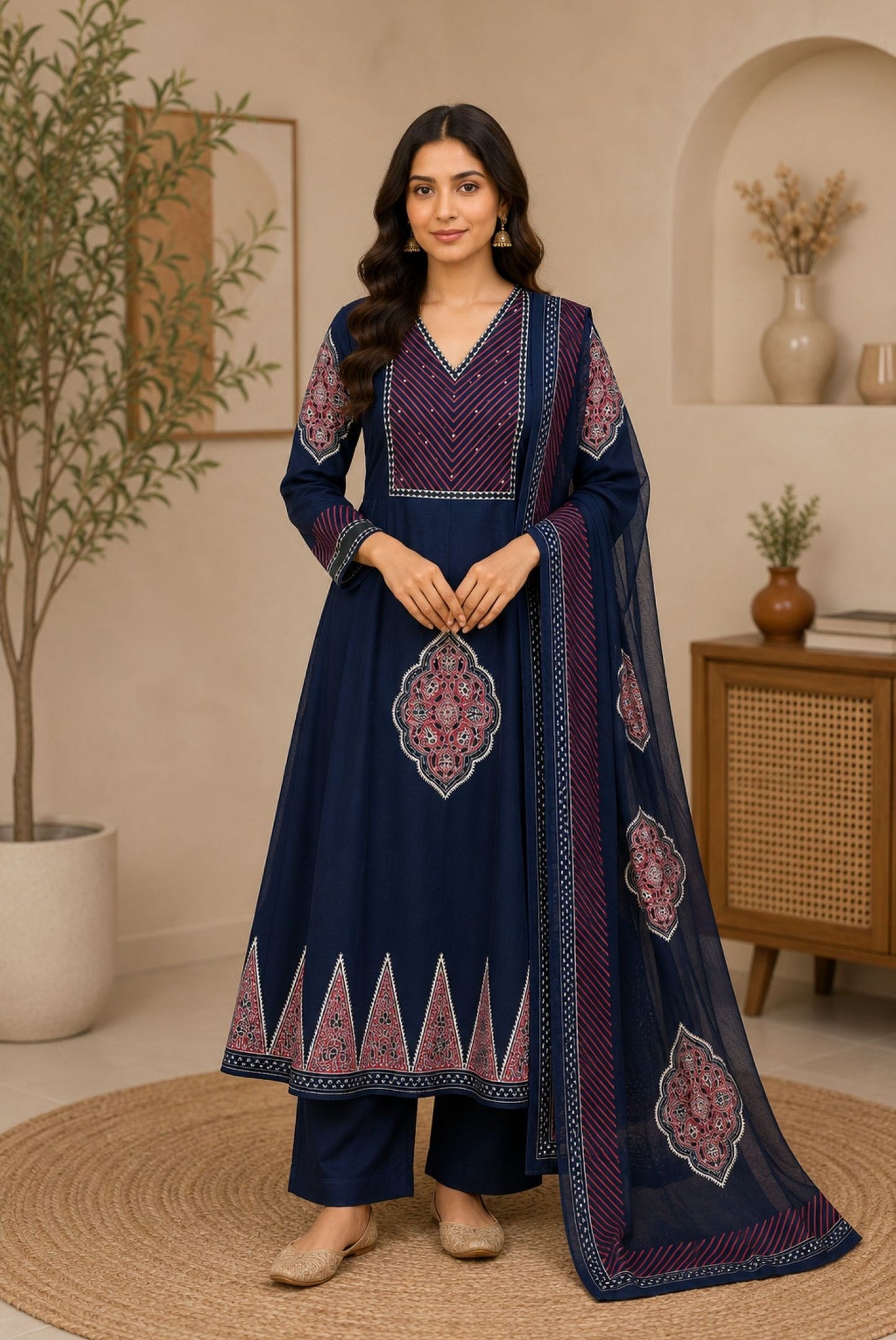 Premium Printed Cotton A-Line Kurta Set_KE-0211-65
