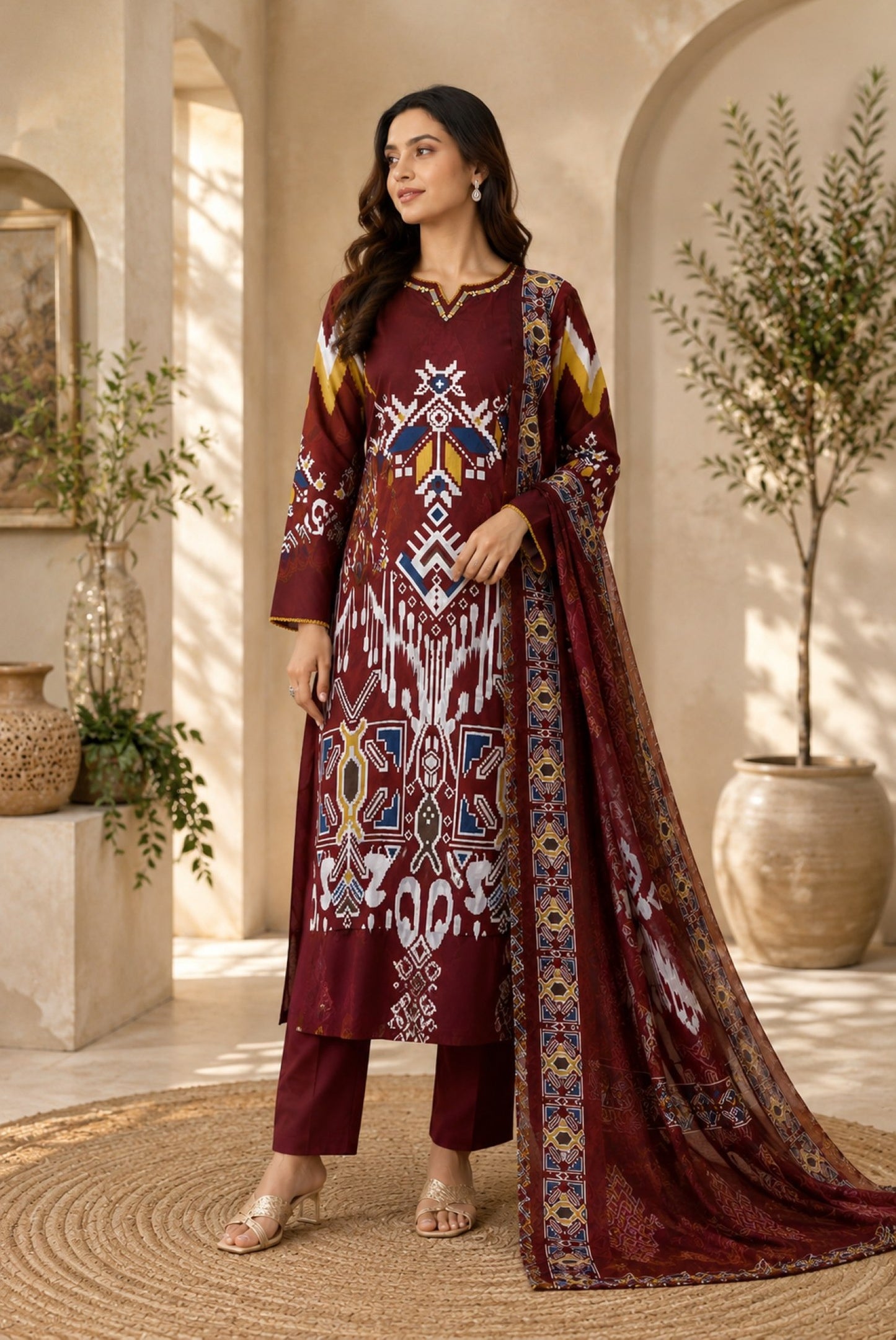 Printed Cotton Kurta Set_KE-0211-66