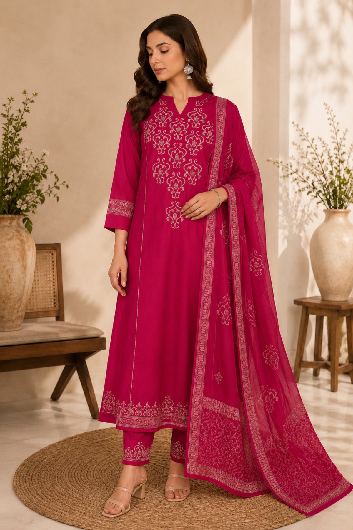 Embroidery Cotton Kurta Set_KE-0211-28