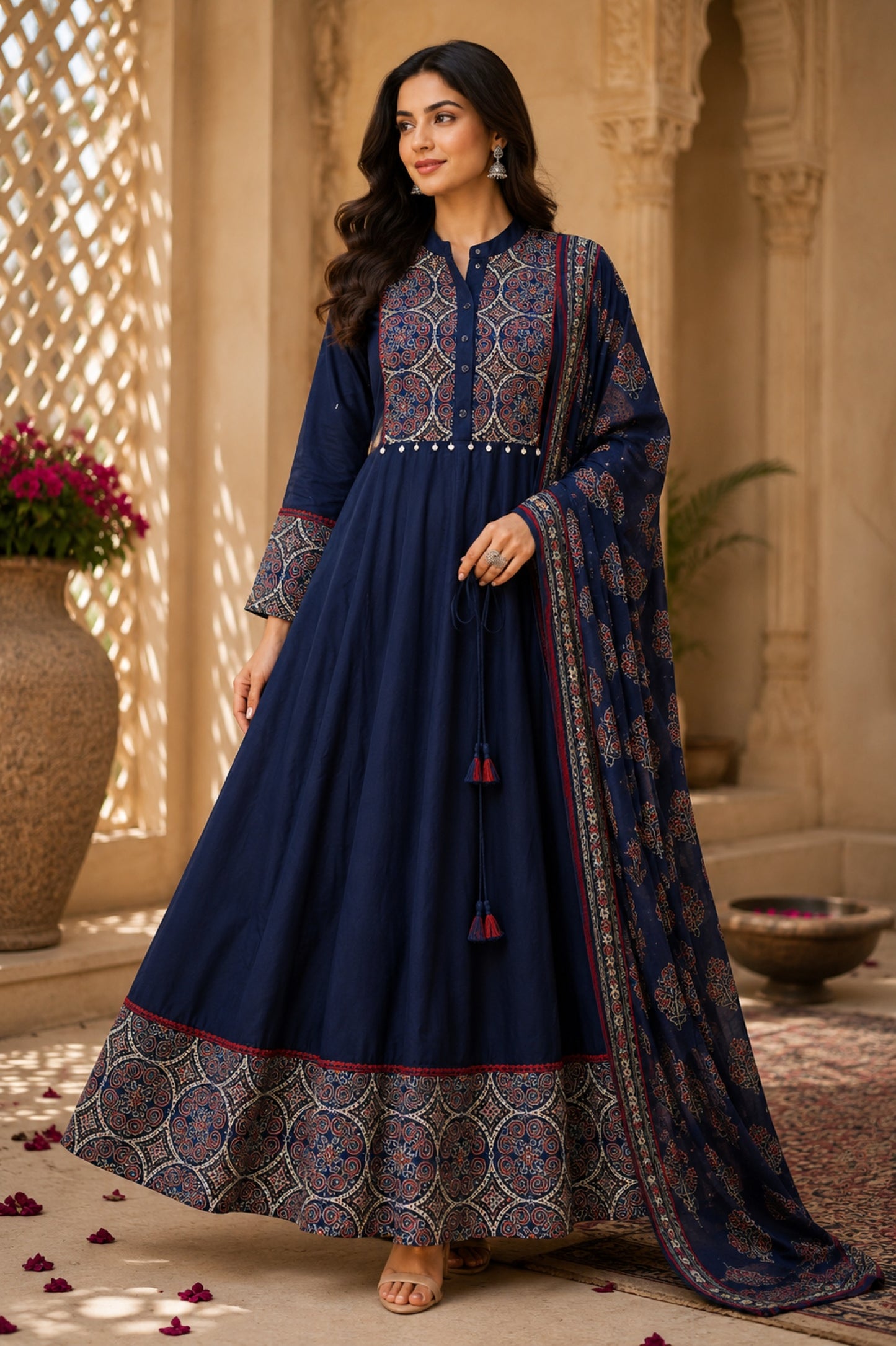Premium Cotton Anarkali in Ajrak Print_KE-0211-34