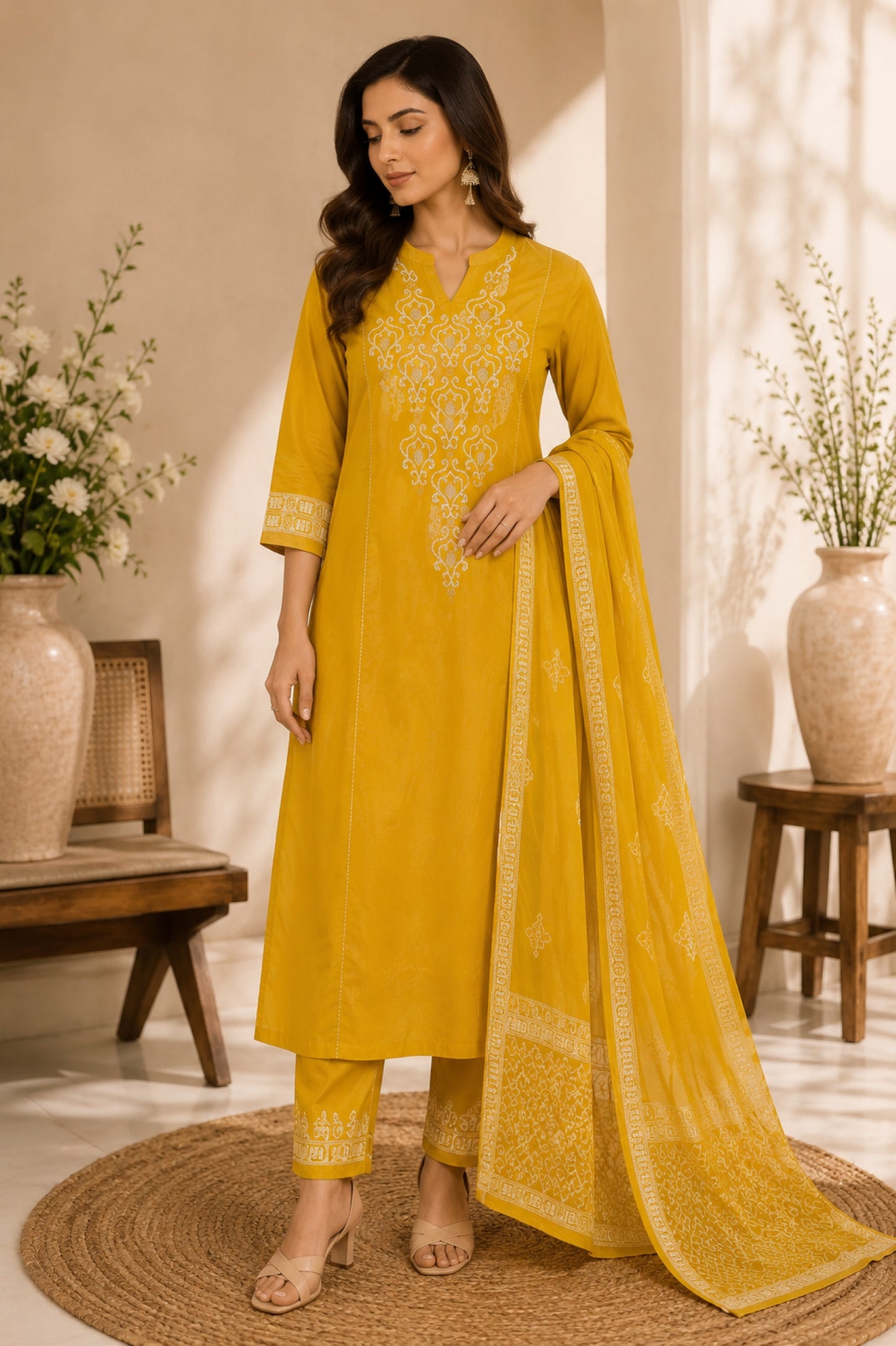 Embroidery Cotton Kurta Set_KE-0211-29